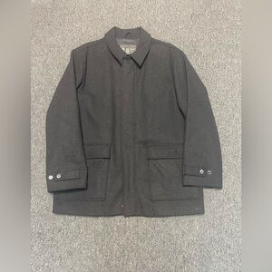 EDDIE BAUER MENS CHARCOAL WOOL BLEND ZIP & BUTTON JACKET SZ XL